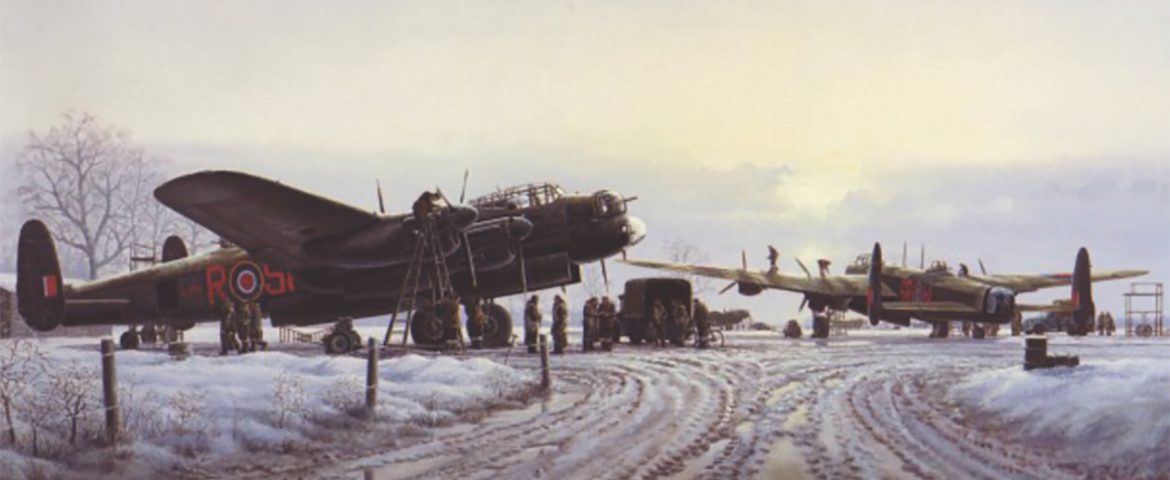 A painting of Lancaster Bombers