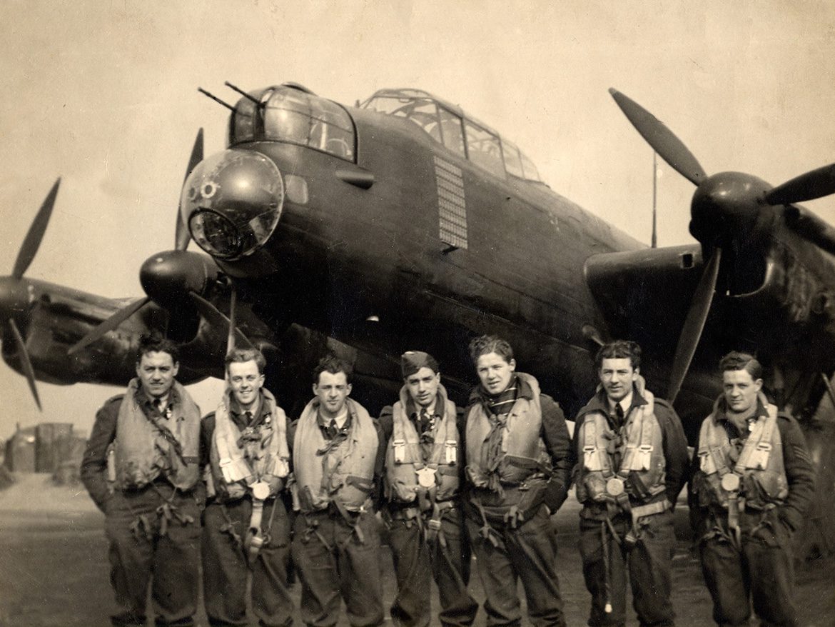 Bomber crew with Lancaster 1944